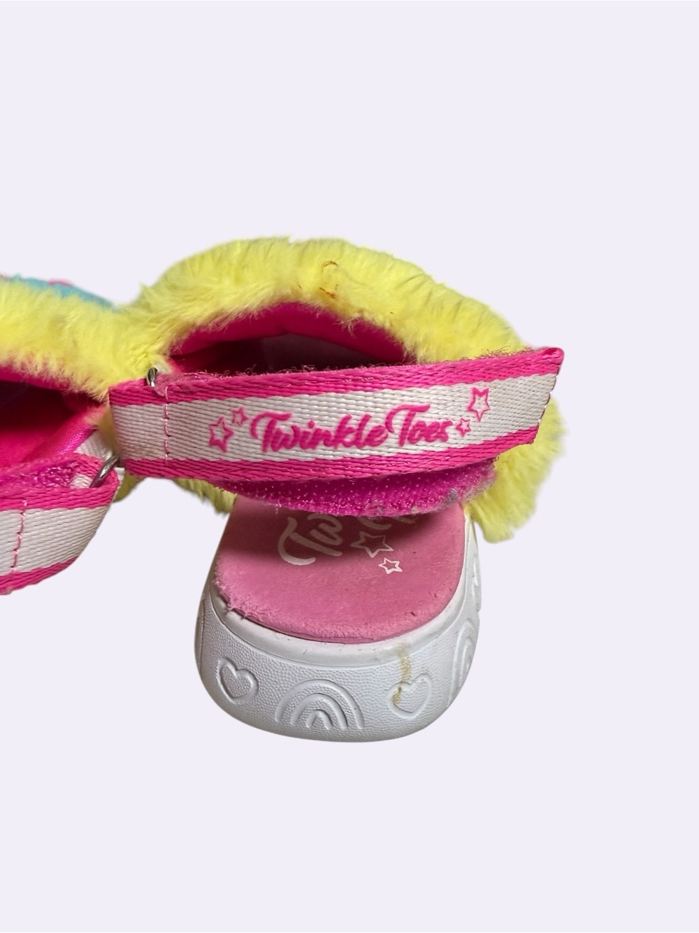 Kids Pink Multi-Color Fuzzy Slide Sandals Toddler Size 10 - Picture 4 of 9